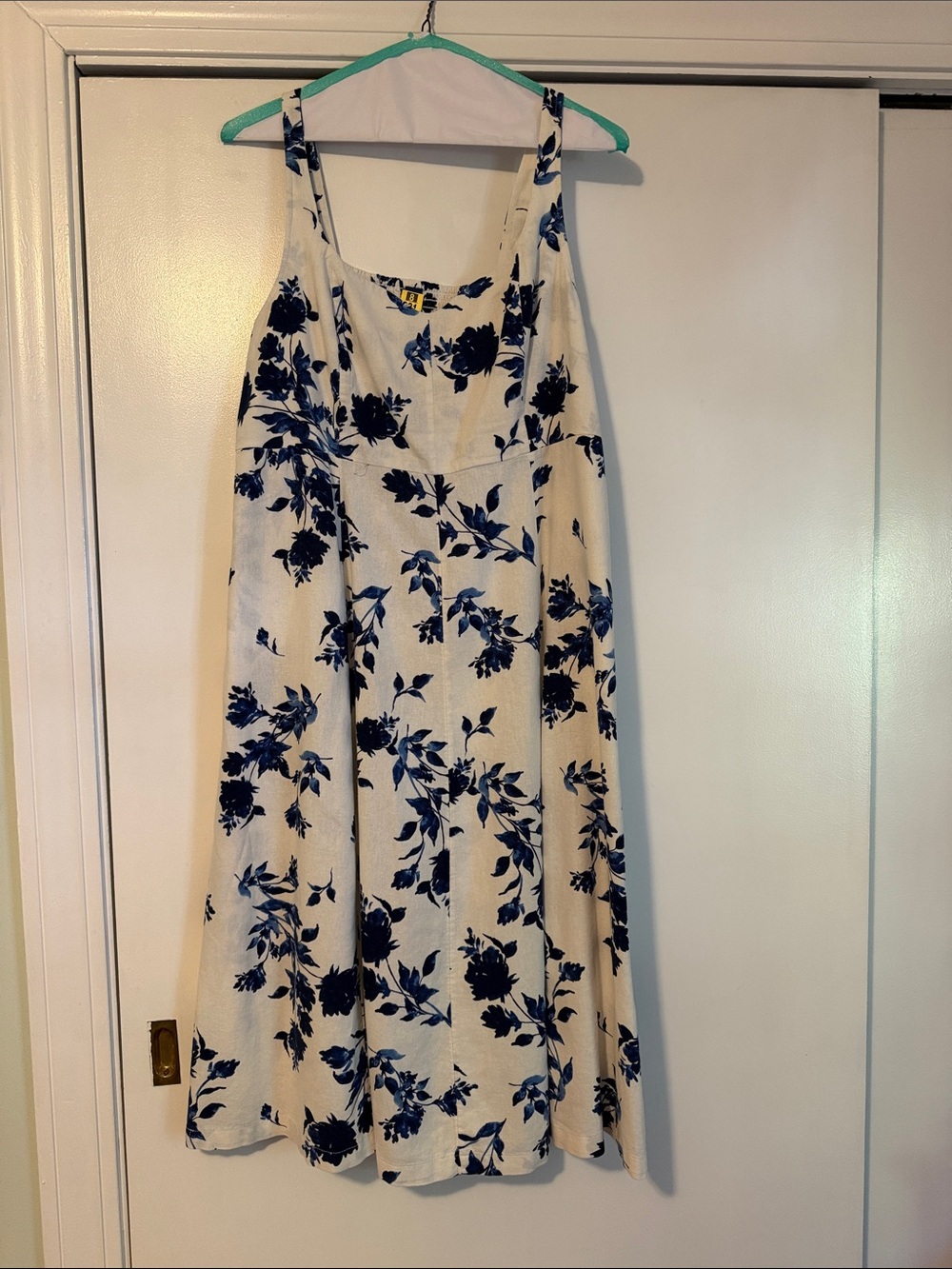 Old Navy Cream Midi Dress with Navy Floral Print - only worn once!!!